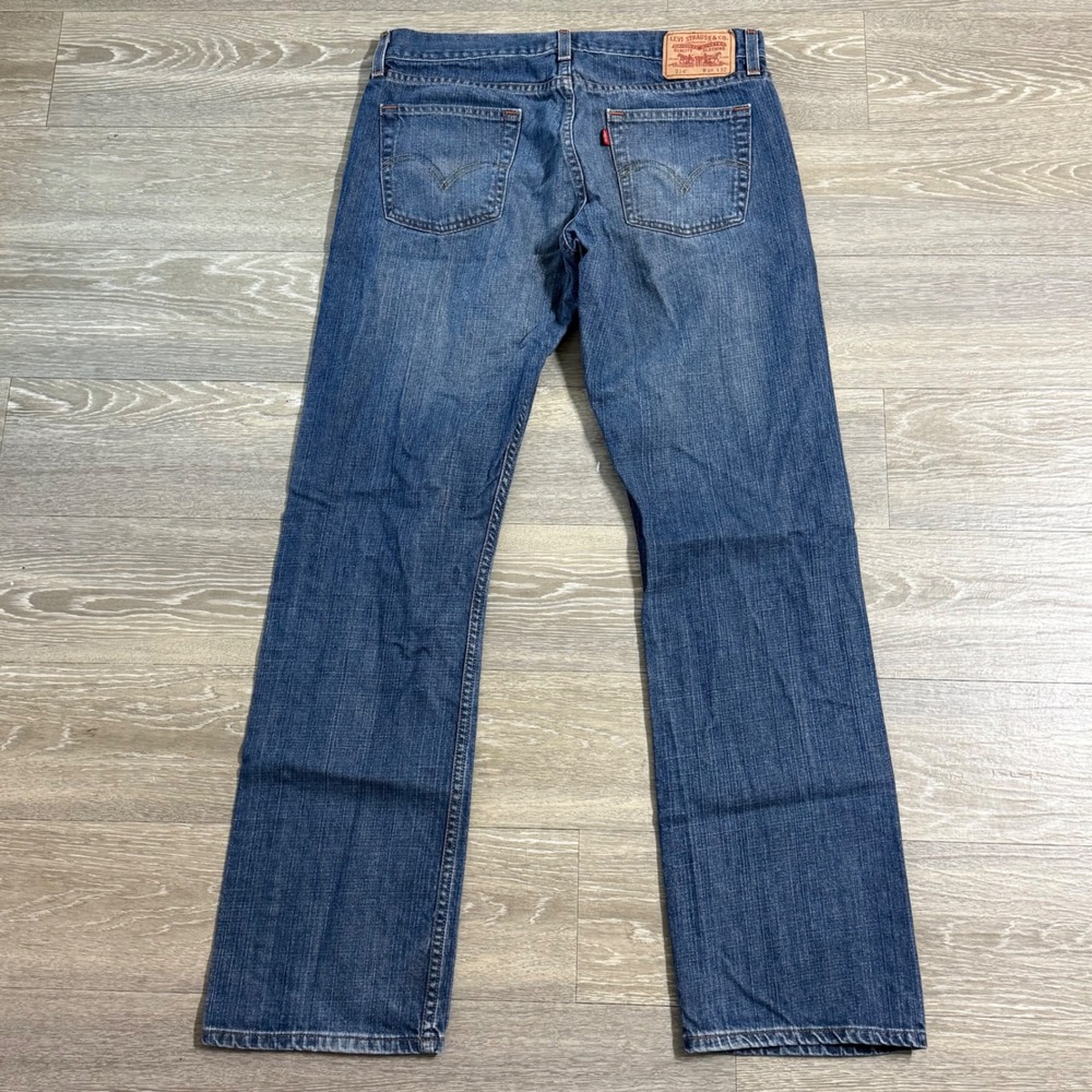 Levi's 514 Slim Straight Jeans Men's 34x32 Faded‎ Blue Denim Grunge Y2K 2000s